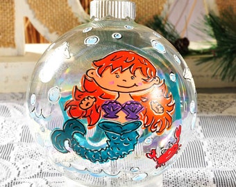 Mermaid personalized hand painted Christmas ornament 2023