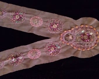 Bib mesh and ecru coloured beads