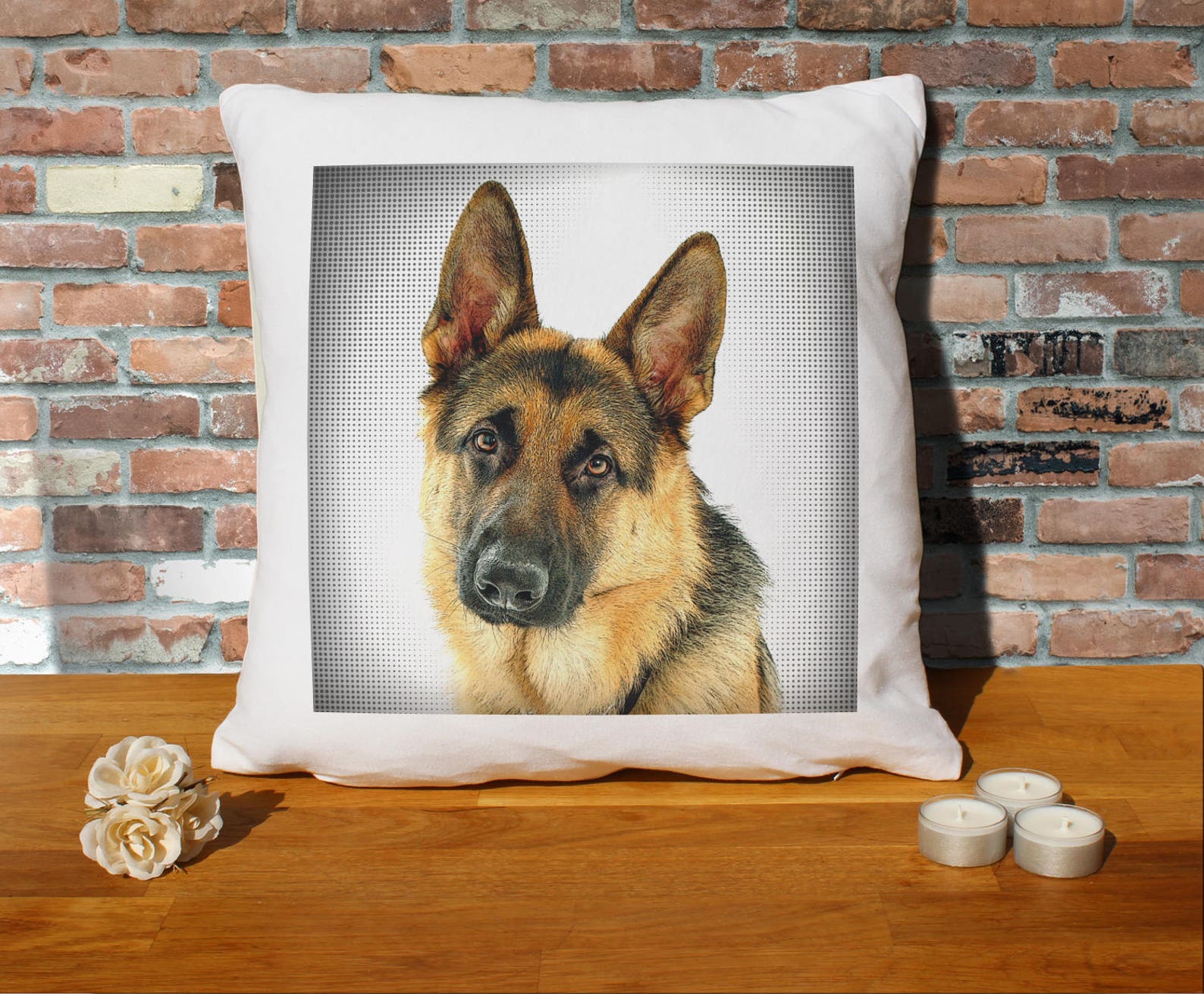German Shepherd Dog Pillow Cushion 16x16in White Etsy