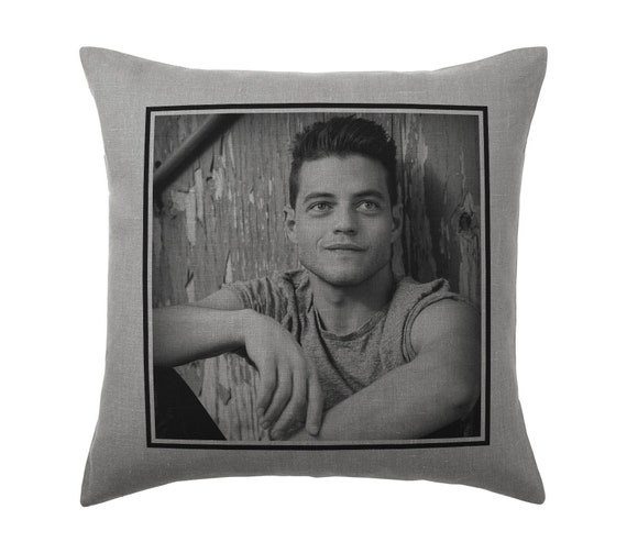 Rami Malek Pillow Cushion 16x16in Grey DIY Cushions Rami Malek Cushion Pillow