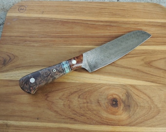 Custom Damascus Santoku Knife