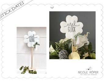 Embroidery file ITH 10x10 clover leaf for souvenirs, place cards, decoration .... good luck, lucky charm in a set of 2