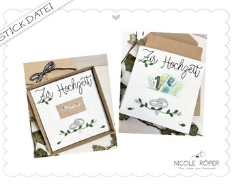 Wedding embroidery design ITH 2-piece set 18x13 - Gift boxes, congratulations, wedding card, money gift....