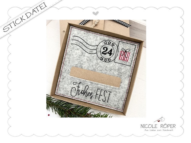 Embroidery file ITH set of 2 Christmas mail for the frame 18x13 for gift boxes, cards, vouchers, Christmas... image 5