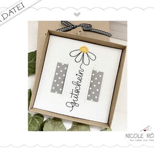 Borduurbestand ITH voucher met bloemen voor het frame 18x13 voor geschenkdozen, kaarten, vouchers, geldgeschenken...