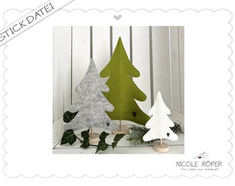 Set of 3 ITH embroidery files 10x10, 18x13 and 30x20 Christmas trees for decorations, gifts, Christmas greetings....