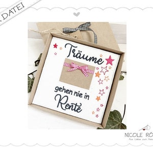 File di ricamo sogni ITH non si ritirano mai 18x13 per scatole regalo, cartoline, buoni, congratulazioni....