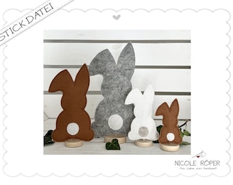 ITH Hase Stickdatei 4er Set für den Rahmen 10x10 und 18x13 Osterhäschen, Ostern, Dekorationen, Mitbringsel, Ostergrüße ....