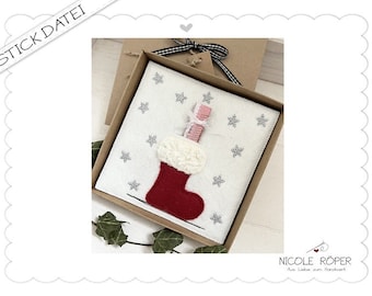 Embroidery file ITH boot with stars 18 x 13 cm for gift boxes, cash gifts... St. Nicholas or Christmas