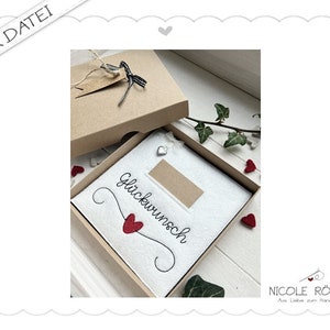 Borduurbestand ITH set van 2 felicitaties met hart 18x13 voor geschenkdozen, kaarten, vouchers, felicitaties...