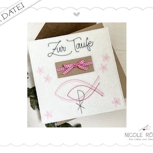 Stickdatei ITH 18x13 Zur Taufe mit verschieden Symbolen für Geschenkboxen, Glückwunschkarten...