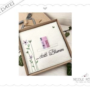 Borduurbestand ITH - in plaats van bloemen voor het frame 18x13 voor geschenkdozen, kaarten, vouchers, felicitaties....