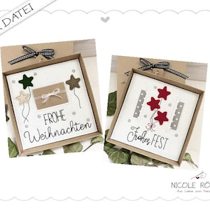 Embroidery file ITH Christmas with star balloons set of 2 for the frame 18x13 for gift boxes, cards, vouchers, cash gifts...