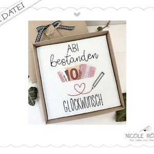 Borduurbestand ITH Abi geslaagd GEFELICITEERD voor het frame 18x13 voor geschenkdozen, kaarten, geldgeschenken... Abitur