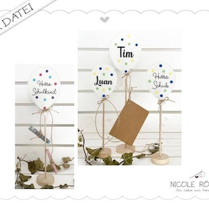 Stickdatei ITH Ballon 4er Set für den Rahmen 10x10 und 13x18 als Deko, zur Einschulung und auch zum Personalisieren... Kindergeburtstag!