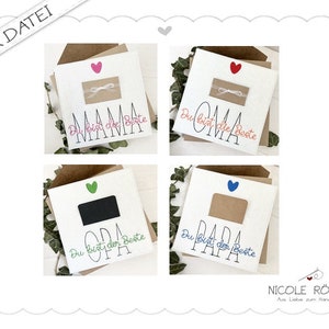 Stickdatei ITH 4er-Set Mama Oma Opa Papa 18x13cm für Geschenkboxen, Karten, Gutschein, Überraschung...