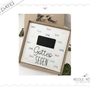 Stickdatei ITH 2er Set - Gottes Segen 18x13 für Geschenkboxen, Glückwünsche, Geldgeschenk.... Taufe, Konfirmation, Kommunion