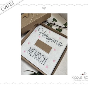 Archivo de bordado ITH Herzensmensch 18x13 para cajas de regalo, tarjetas, vales, felicitaciones....
