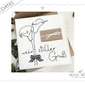 Fichier de broderie ITH... un salut silencieux Calla pour le cadre 18x13 pour coffrets cadeaux, cartes, condoléances, condoléances...