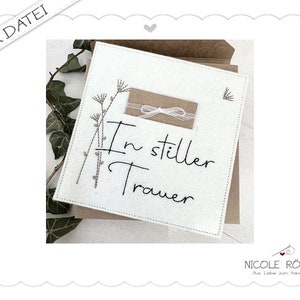 Fichier de broderie ITH En deuil silencieux 18x13 carte de condoléances, carte de deuil, coffret cadeau....