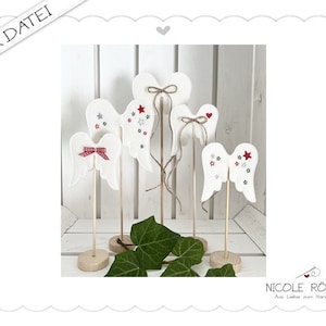 Embroidery file ITH angel wings set of 6 for the 10x10 frame for souvenirs, place cards, Christmas greetings... as a topper, nice to give as a gift.