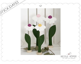 Stickdatei ITH Blume 6er Set für den Rahmen 10x10 und 13x18 als Deko, als Mitbringsel, hübsch als Geschenk...