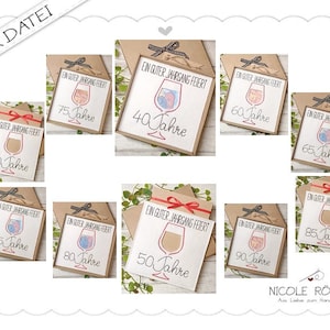 Stickdatei ITH 10er Set 18×13 Ein guter Jahrgang feiert… 40 50 60 65 70 75 80 85 90 95 für Geschenkboxen, Glückwunschkarten, Geburtstag...