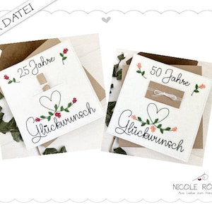 Archivo de bordado ITH 18x13 juego de 2 aniversario de boda para cajas de regalo, felicitaciones, tarjetas de boda, regalos en efectivo....
