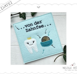 Fichier de broderie ITH lot de 2 fée des dents 18x13 pour coffrets cadeaux, cartes, bons d'achat, félicitations.... bébé