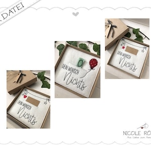 Stickdatei ITH 18x13 - 3er Set Dein Wunsch Nichts für Geschenkboxen, Karten, Gutschein, Glückwünsche ....