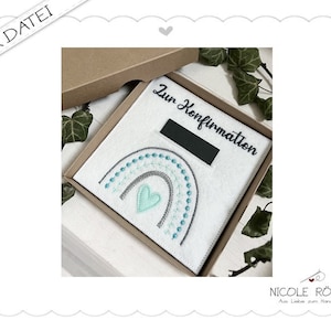 Stickdatei ITH 6er-Set Regenbogen 18x13 für Geschenkboxen, Karten, Gutschein, Glückwünsche .... Konfirmation, Taufe, Kommunion, Firmung