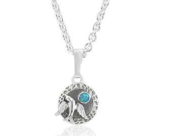 Bird of Peace Opal Dove Pendant Necklace
