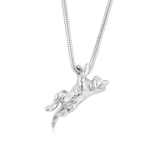 Cat Necklace, Silver Handmade Cat Pendant & Chain, 925 Silver Cat Necklace,