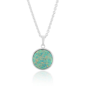 Green Opal Large 15mm Silver Pendant, opal necklace, green opal necklace,