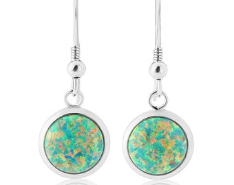 Green Opal Drop Earrings: Handmade Silver Jewelry