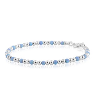 Silver opal beaded bracelet, opal bracelet, blue opal bracelet