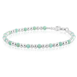 Silver Green Opal Beaded Bracelet, opal bracelets, green gemstone bracelets, silver beaded bracelets,