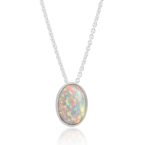 Silver White Opal Pendant, opal necklace