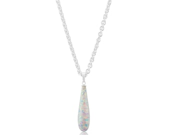 White Opal Teardrop Pendant 9/13 mm