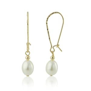 Gold Pearl Drop Handmade Earrings, pearl earrings, long pearl earrings,