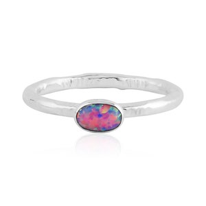 Purple opal silver ring with pattern,opal rings, purple gemstone, stacking rings