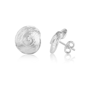 Silver Sea Shell Stud Earrings, sea shell jewelry,
