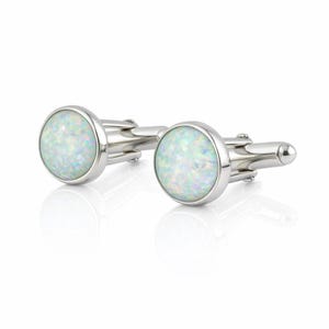 White Opal Silver Handmade Cufflinks (Available in 18ct Gold Vermeil)