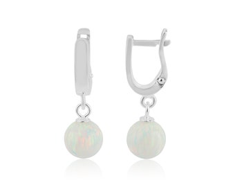 White Opal Drop Earrings (8 other colours available)