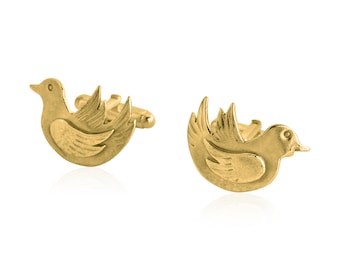Bird Cufflinks, Dove Cufflinks, 18CT Gold Vermeil Cufflinks, Peace Cufflinks