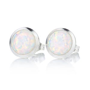 Large White Opal Stud Earrings, opal studs