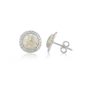 White Opal 8mm Hammered Stud Earrings (Other Colours Available)