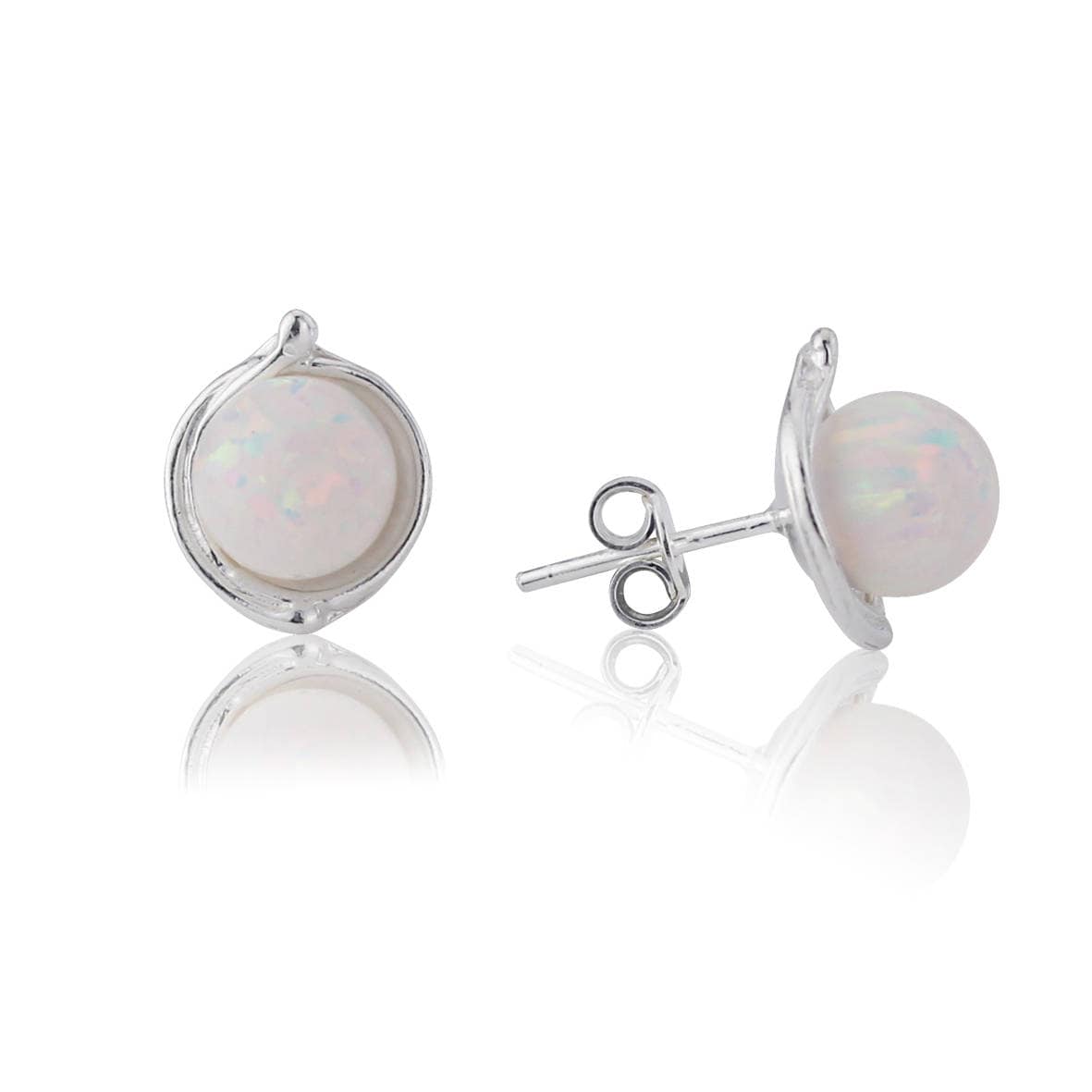Orecchini a perno in vero argento Sterling 925 con opale sintetico, 4-8