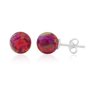 Red Opal Stud Earrings Handmade, fire opal, valentines gift,