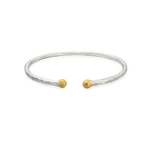 9ct Gold and Silver Fine Torque Handmade Bangle